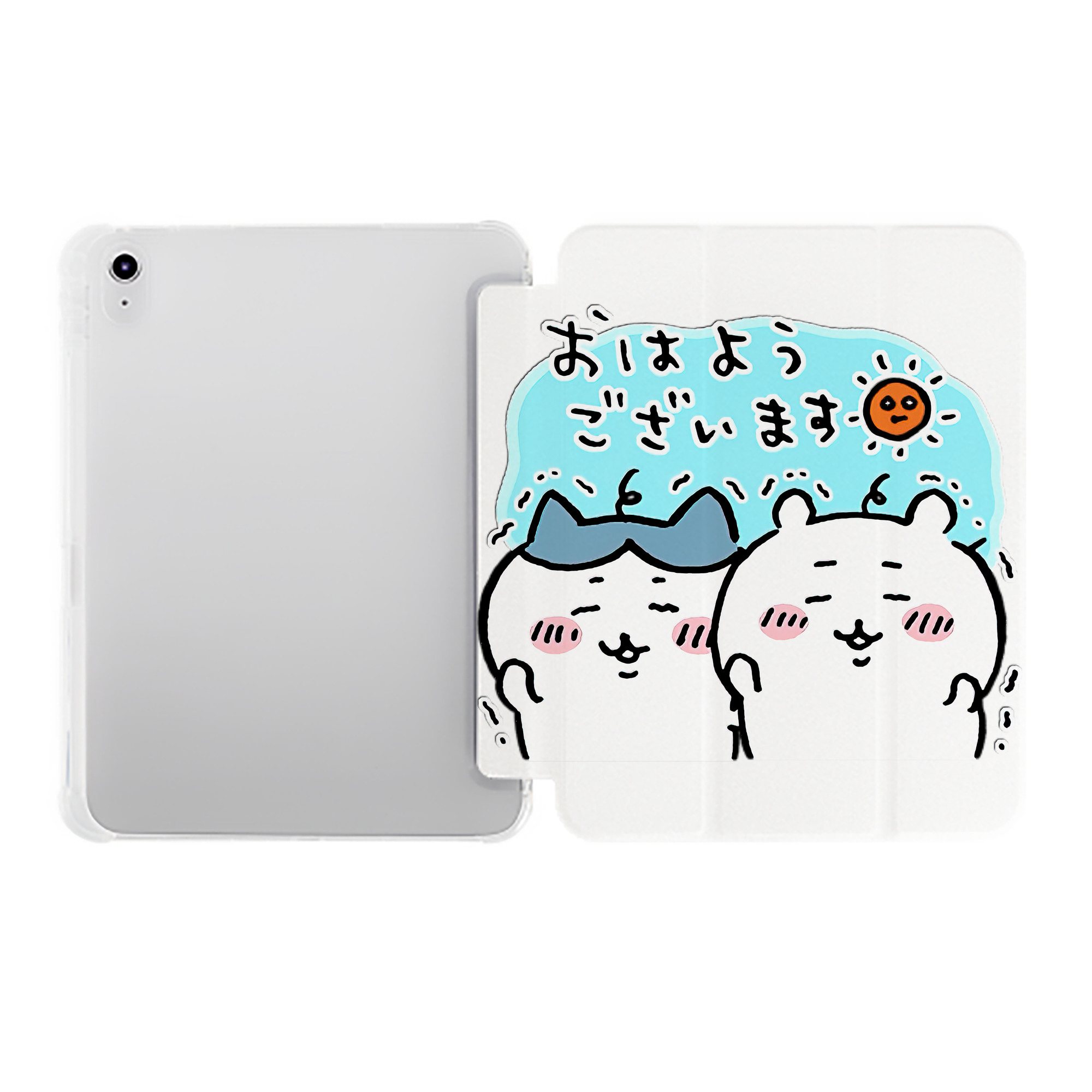 （画像用） ちいかわ ハチワレ Chii-kawa hachiware IPad ケース ペン収納付き 三つ折りスタンド PUレザー×シリコン 対応機種9.5/10.5/10.9インチ